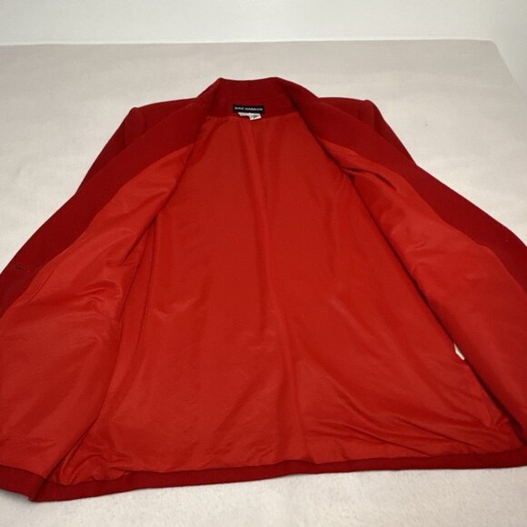 Sag Harbor 100% Wool Blazer Womens 14 Red One-Button V-Neck Collar Pocket Lined - Picture 5 of 9